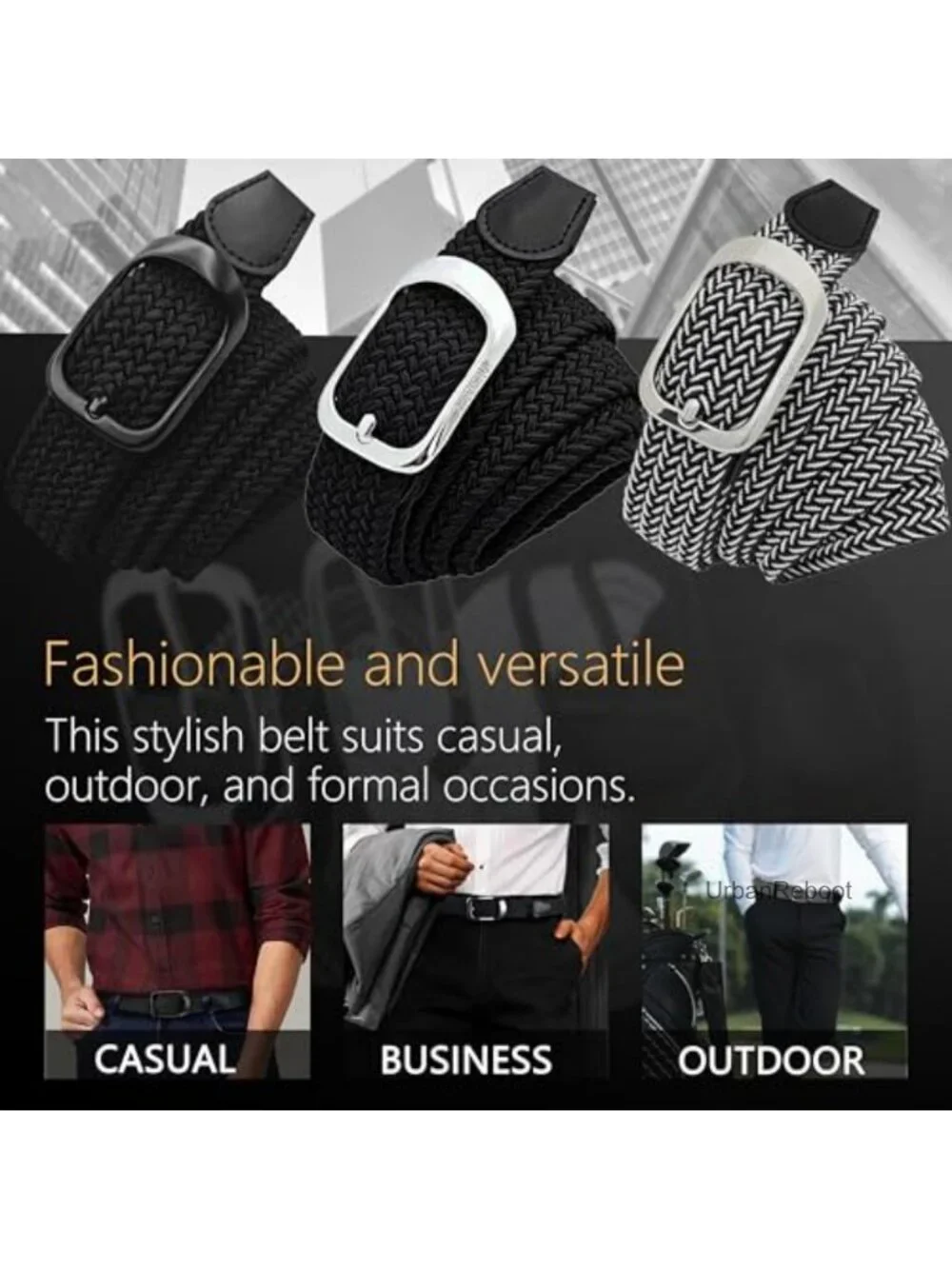 No Hole Elastic Braided Belt Stretch Adjustable Casual Golf